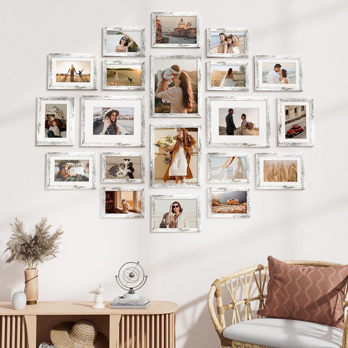 Vittanly 20 Pack Picture Frames Collage Wall Decor, Multi Sizes Including 4pcs 8x10, 8pcs 5x7 and 8pcs 4x6 Photo Frames, Gallery Frame Set for Wall or Tabletop Display, Black, Brown and Dark Grey