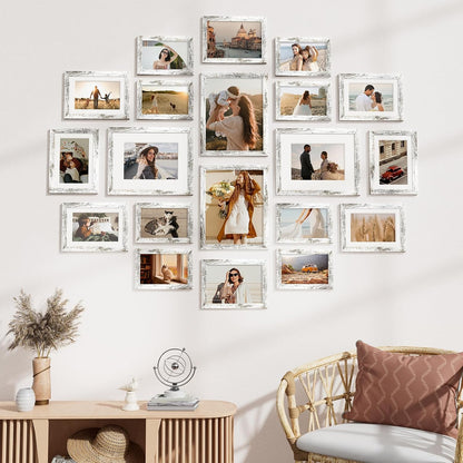 Vittanly 20 Pack Picture Frames Collage Wall Decor, Multi Sizes Including 4pcs 8x10, 8pcs 5x7 and 8pcs 4x6 Photo Frames, Gallery Frame Set for Wall or Tabletop Display, Black, Brown and Dark Grey