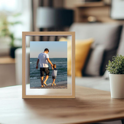 CORE ART 8x10 Floating Picture Frame,Double Plexglass Floating Frame for 5x7,4x6 Pictures,Wall or Tabletop Display,Black