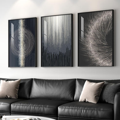Framed Modern Luxury Gold Wall Art, Set of 3 Piece Contemporary Paintings Artwork for Walls, Golden Prints Pictures with Gold Frame, Wall Decor for Living Room, Hallway, Bedroom, Office 16x24 Inch
