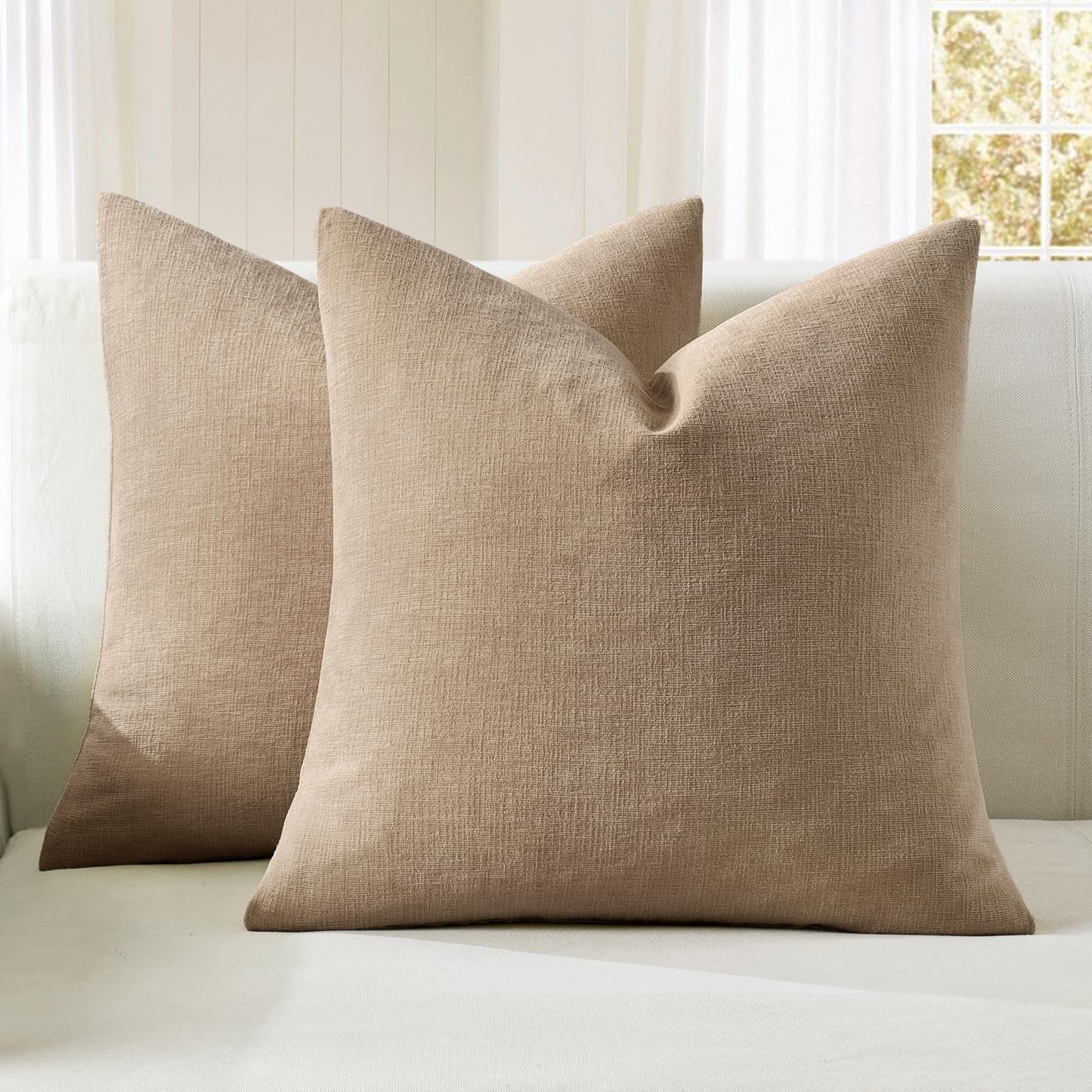 MIULEE Olive Green Couch Pillow Covers 18x18 Inch, Set of 2 Soft Chenille Decorative Square Throw Pillow Covers Farmhouse for Sofa Living Room Bed