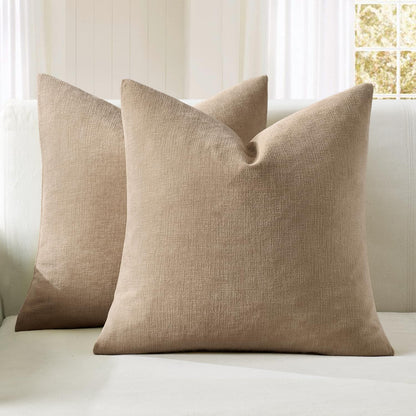 MIULEE Olive Green Couch Pillow Covers 18x18 Inch, Set of 2 Soft Chenille Decorative Square Throw Pillow Covers Farmhouse for Sofa Living Room Bed