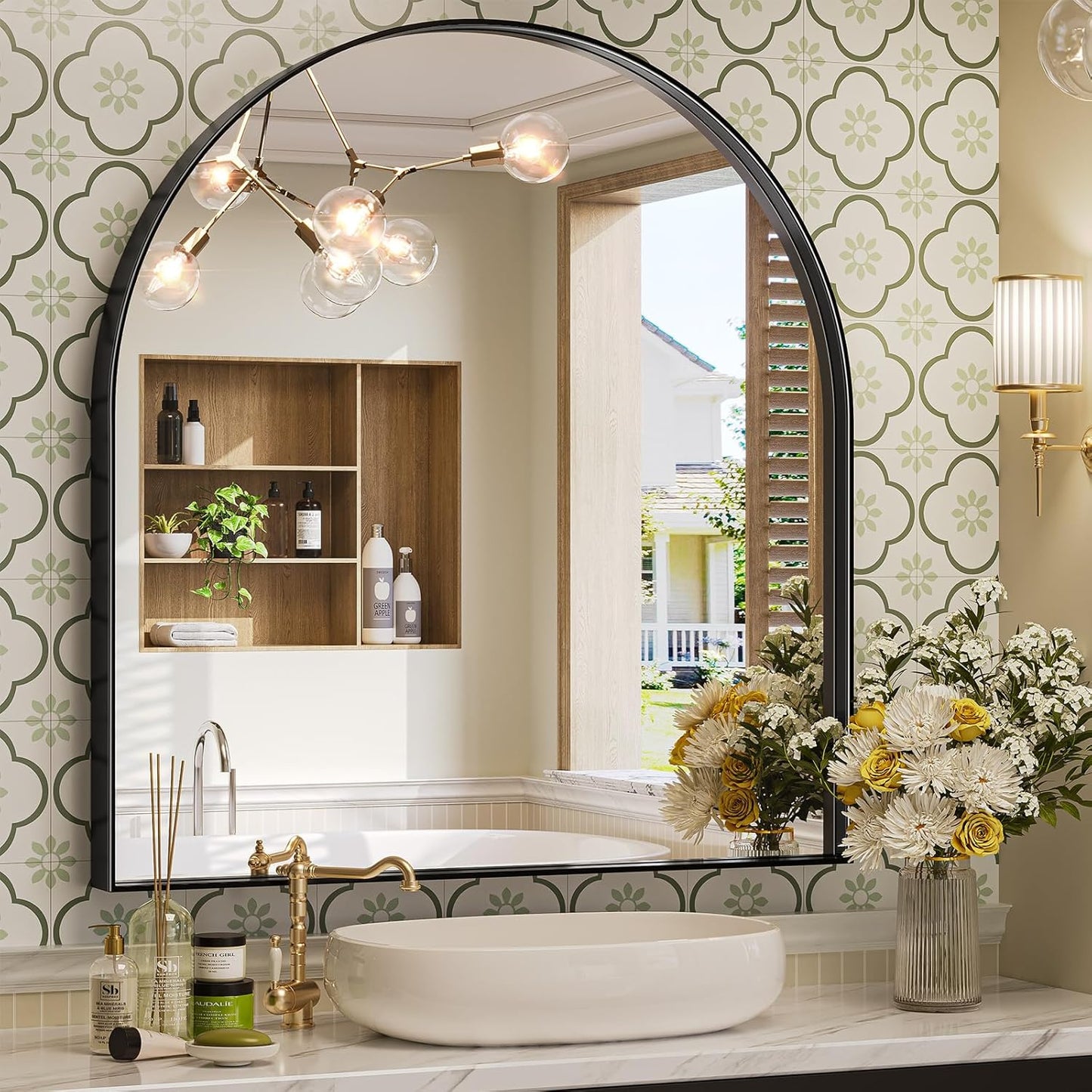 Brightify Arched Mirror, Arched Wall Mirror, 24 x 32 Inch Silver Arch Mirror, Metal Frame Silver Bathroom Mirror, Arched Top Bathroom Vanity Mirror for Living Room Bedroom Mantel Entryway Hallways