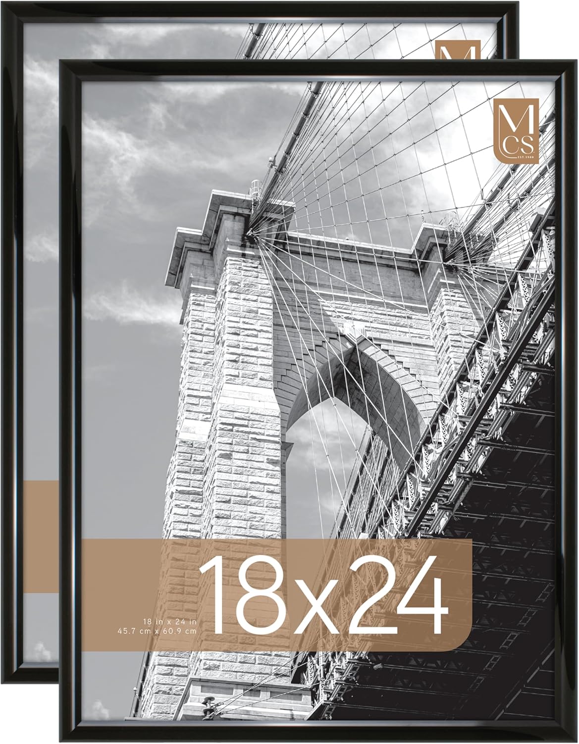 MCS Trendsetter 24x36 Poster Frame Black High-Gloss, Vertical & Horizontal Wall Hanging Large Picture Frame for Photos, Posters & Art Prints (1-Pack)