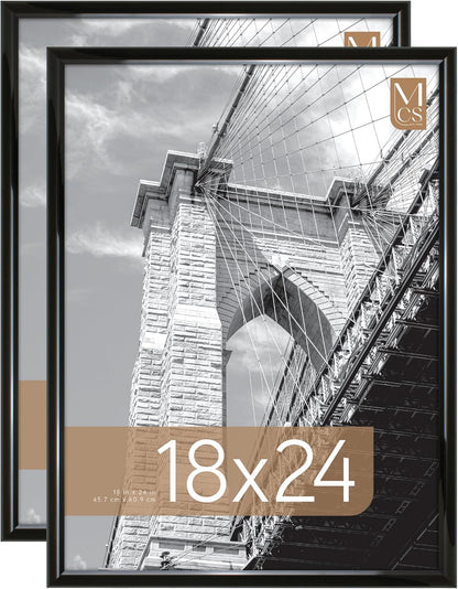 MCS Trendsetter 24x36 Poster Frame Black High-Gloss, Vertical & Horizontal Wall Hanging Large Picture Frame for Photos, Posters & Art Prints (1-Pack)