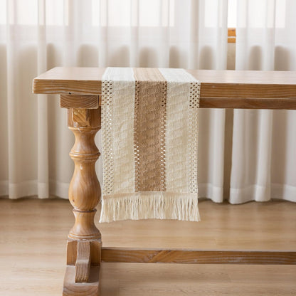 Keketoarrange Boho Sage Green Table Runner for Summer Home Decorations 12x72 Inches Farmhouse Small Macrame Woven Burlap Rustic Coffee Dresser Dining Kitchen Centerpiece Bohemian Decor