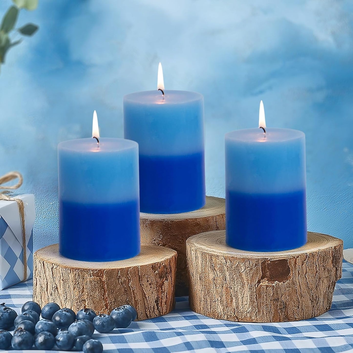 KONNI Coffee Layered Pillar Candles Set of 3, 3"x 4" Unscented Pillar Candles Bulk, 39 Hours Long Burning Candles, Smokeless&Dripless Round Candle for Wedding, Home Decoration, Parties, Spas, Dinner