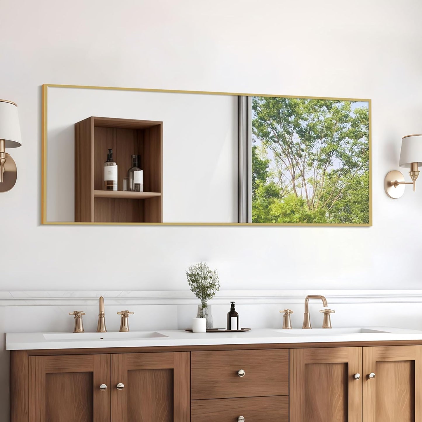 Simple Deluxe Arched Full Length Mirror, 71"x26"Large Floor Mirrors, for Wall Door Bedroom Bathroom Living Room (Gold)
