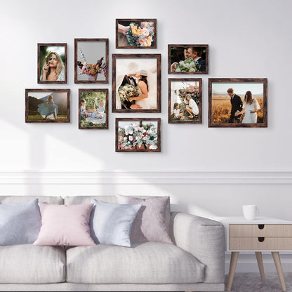 LUCKYLIFE Picture Frames Collage Wall Decor 10-Pack, Gallery Wall Frame Set with 8x10 5x7 4x6 Frames in 3 Different Finishes