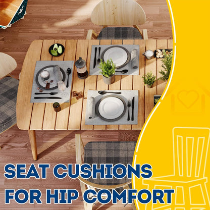 AAAAAcessories D-Shaped Chair Cushions, 2" Thick Dining Chair Pads with Ties and Removable, Machine-Washable Cover, 17" x 16", Set of 4, Oatmeal Beige - Colors B