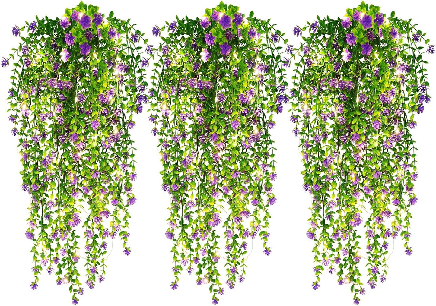 RECUTMS Artificial Hanging Plants Fake Hanging Plant Faux Eucalyptus Leaf Greenery Vine Outdoor UV Resistant Plastic Plants Home Garden Wedding Party Indoor Outdoor Decorations(White)