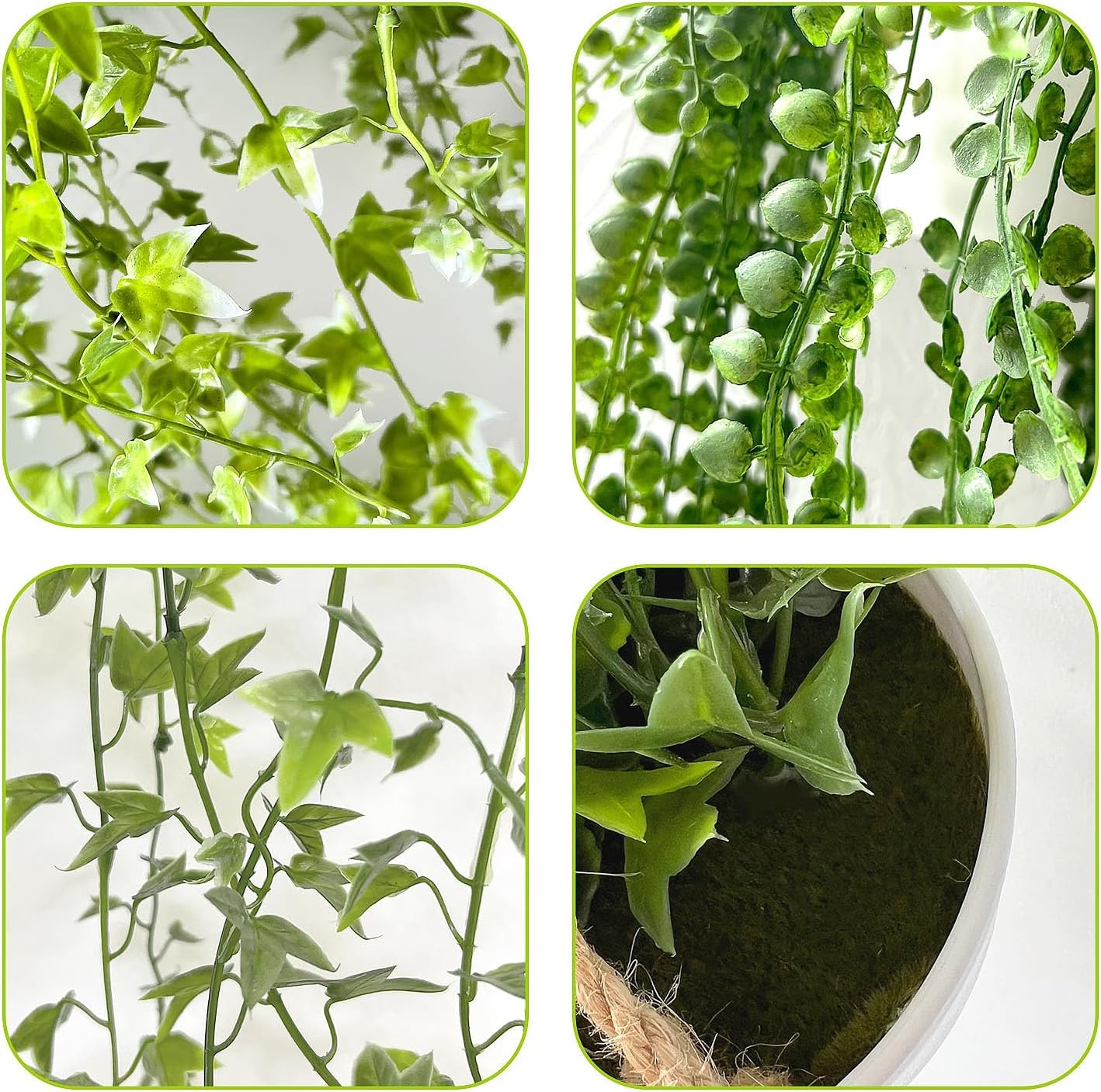 3 Packs Fake Hanging Plants with Black Pots, 20" Artificial Hanging Plants for Wall Decor, Fake Fern Plants Mandala Vine for Home Bathroom Bedroom Kitchen Office Room Decor