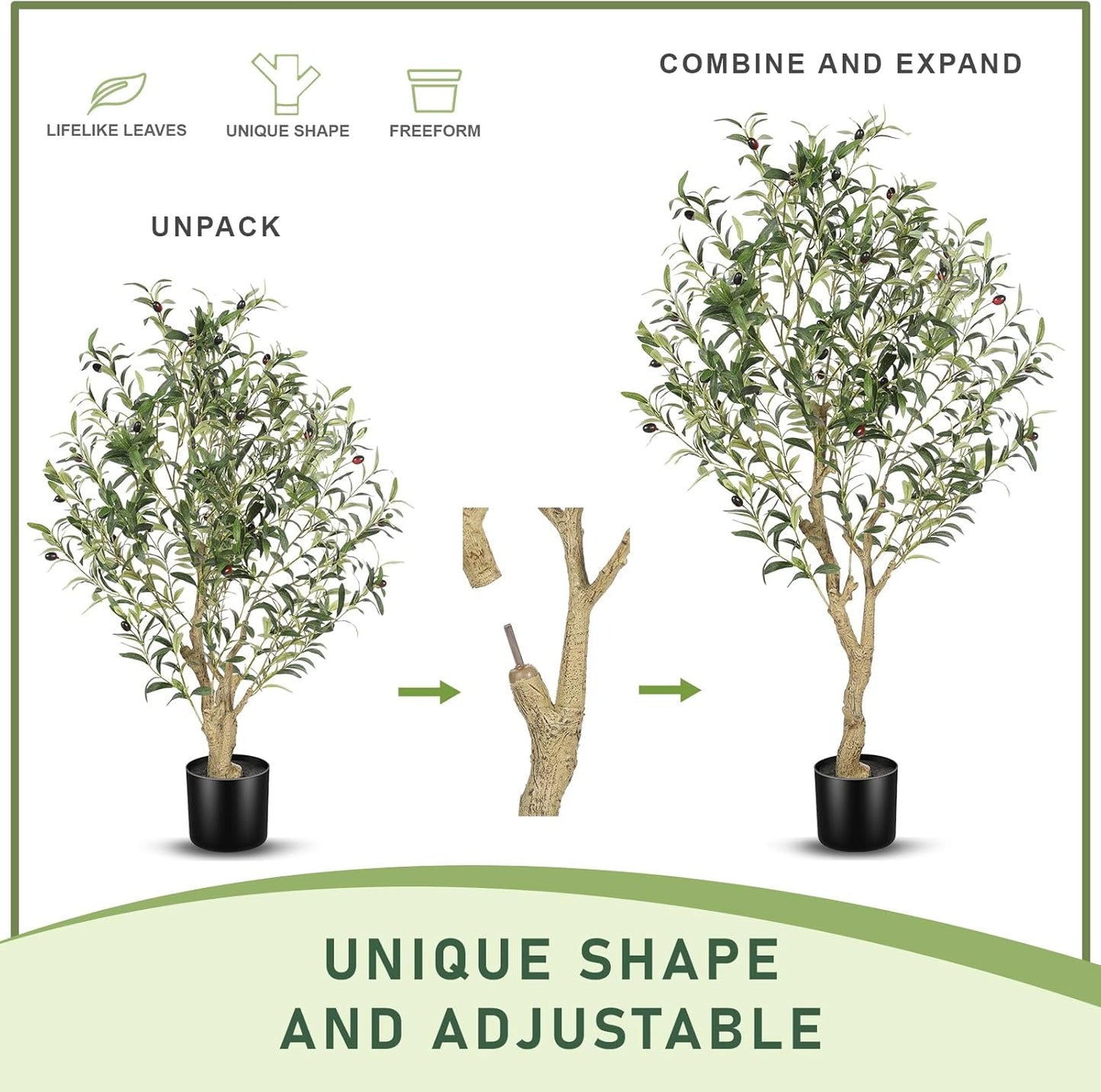 LYERSE Olive Trees Artificial Indoor - Faux Olive Tree 7ft with Large Olive Branches and Lifelike Fruits - Fake Olive Tree for Modern Home Office House Living Room Decor