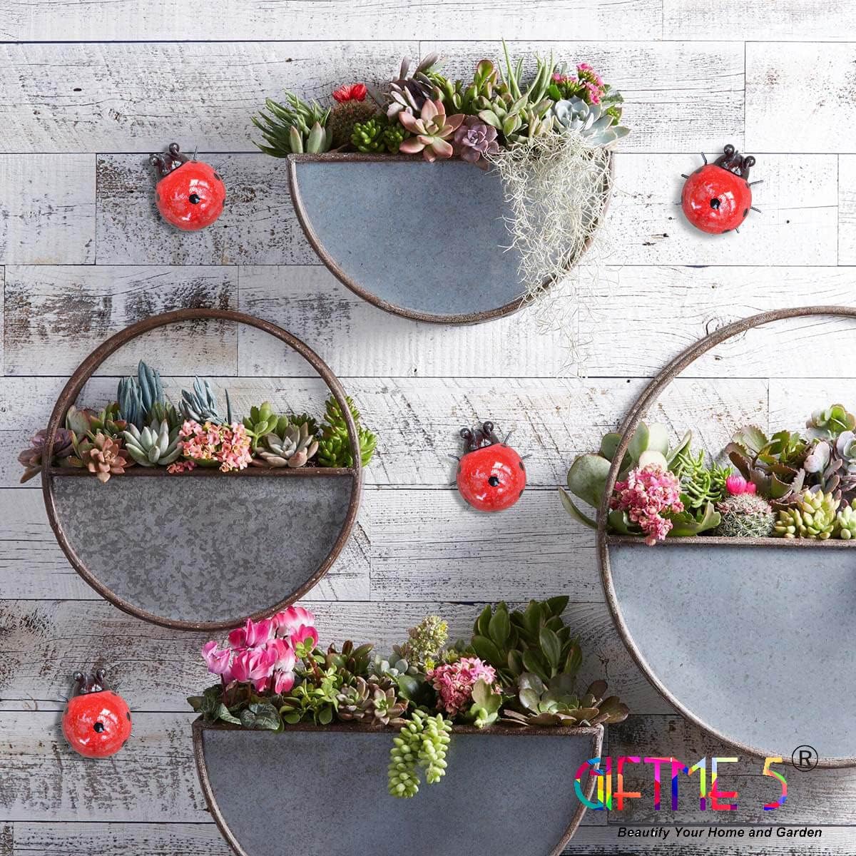 Metal Garden Wall Art Decorative Set of 4 Cute Ladybugs Outdoor Wall Sculptures