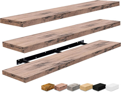 Sorbus Floating Shelves for Wall - 48 Inch Long Bathroom Shelves, Wall Decor for Bedroom, Kitchen, Living Room & Book Storage - Mounted Floating Shelf with Invisible Brackets (Maple Wood, 2 Pack)
