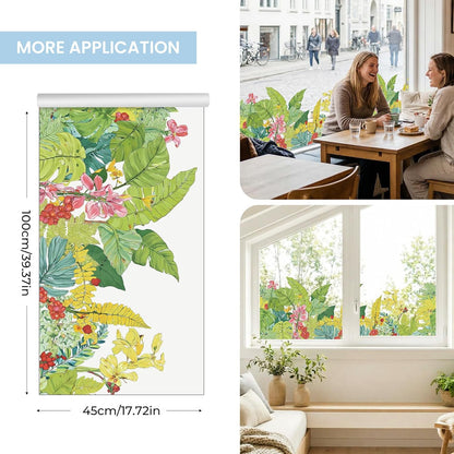 ADD.HERES Window Privacy Film,Colorful Floral Window Stickers,Removable DIY Bouquet Static Clings, Decals for Home School Office Party Supplies, Wildflower Reverie‌, 17.5 x 78.7 in