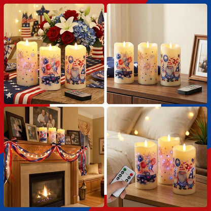 Eywamage Fiber Optic Flameless Pillar Candles with Remote Set of 3, Butterfly Floral Spring LED Candles Battery Operated Gift Φ 3" H 6"
