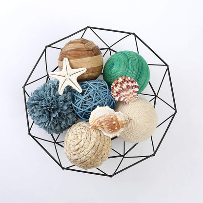 6pcs 3.5inch Woven Wicker Rattan Balls Decorative Ball Twig Orbs Green Orbs Vase Bowl Filler for Tabletop Decor (Beige White)