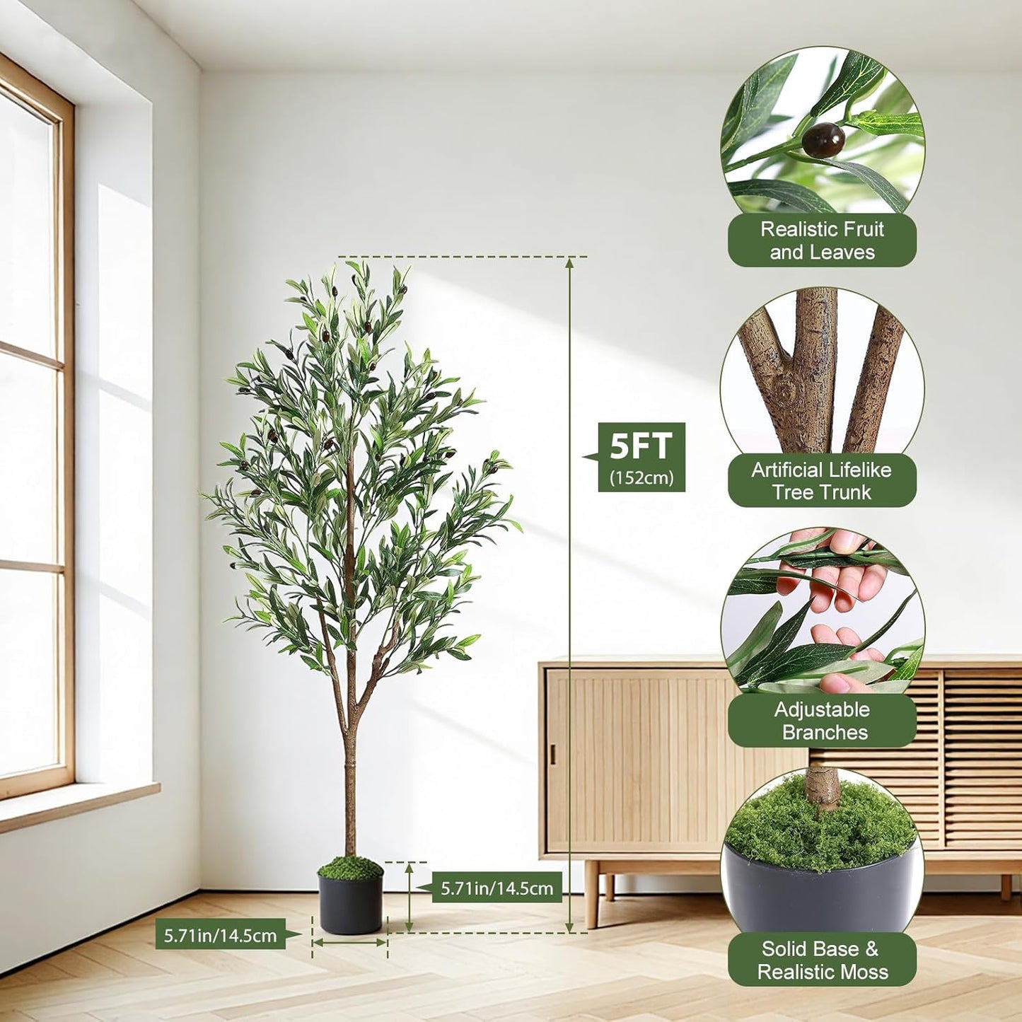 Alupssuc Olive Trees Artificial Indoor, 6FT Tall Faux Olive Tree with White Planter, Artificial Plants with Lifelike Fruits and Realistic Leaves for Modern Home Office Living Room Decor