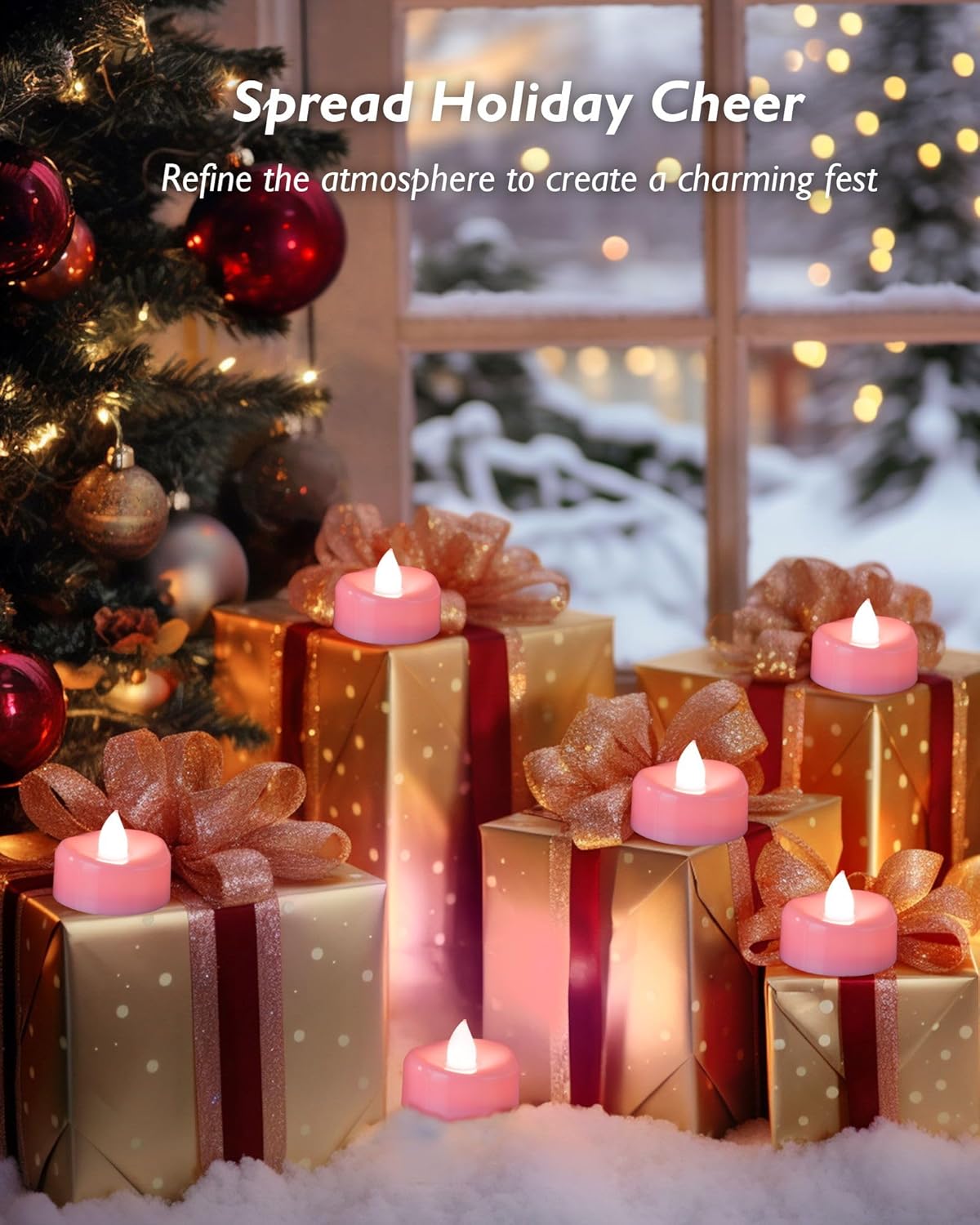 merrynights LED Candles, Tea Lights Candles Battery Operated Bulk, 50-Pack Long-Lasting 200 Hours Flameless Tealight Candles, Realistic Tea Lights for Christmas Halloween Wedding, 1.5'' D X 1.25'' H