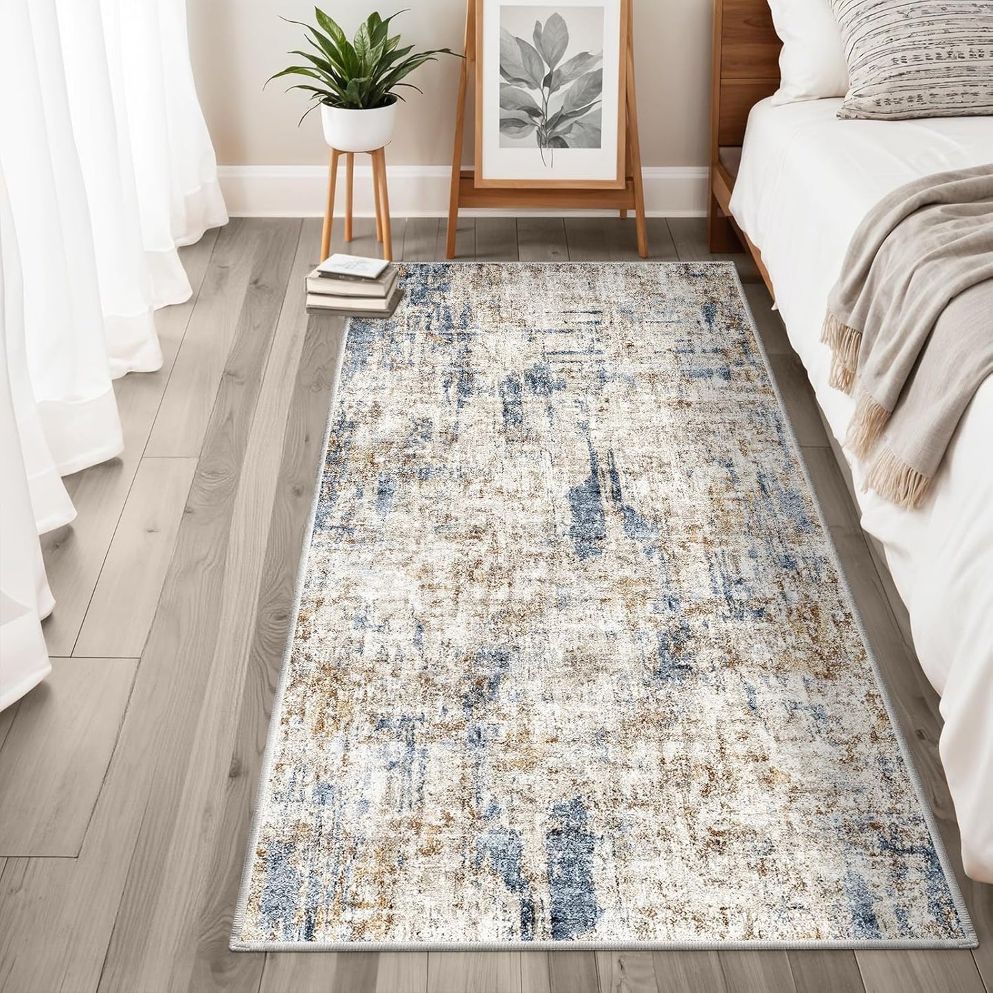 2x3 Washable Non-Slip Area Rug - Soft Low Pile Throw Rug for Kitchen Entryway Bedroom - Modern Indoor Door Mat with Rubber Backing (Beige Grey) - Colors B