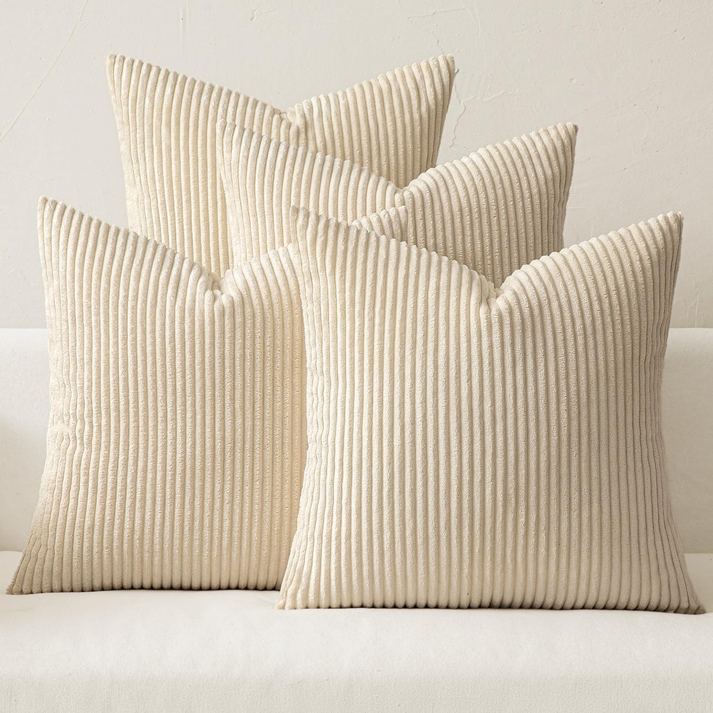 MIULEE Boho Farmhouse Sage Green Throw Pillow Covers 18x18 Inch Set of 4 Mordern Nordic Cushion Covers Soft Corduroy Spring Home Decor for Couch Bed Sofa Living Room Forest Green