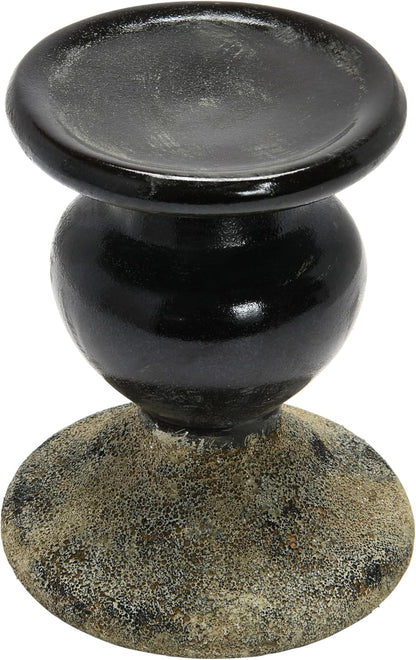 Creative Co-Op Small Distressed Blue Terracotta Pillar Candle Holder