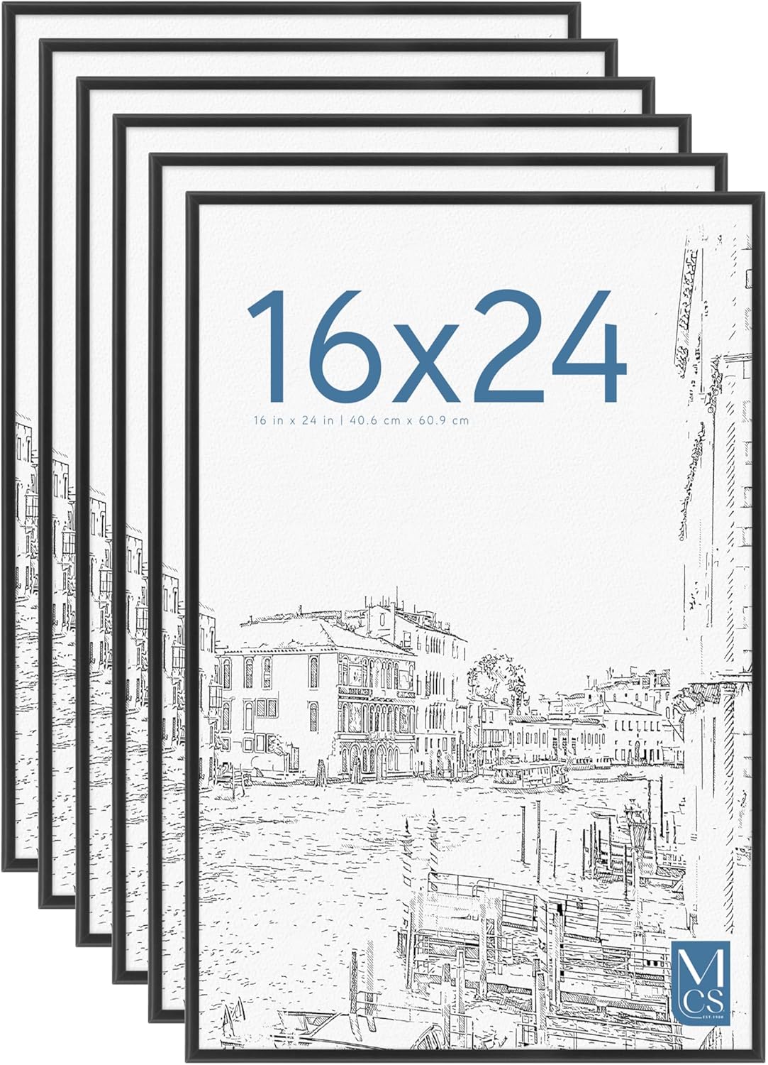 MCS Original Poster Frame 24x36 Black Lightweight Vertical & Horizontal Wall Hanging Large Picture Frame for Posters, Art Prints & Gallery Wall (6-Pack)