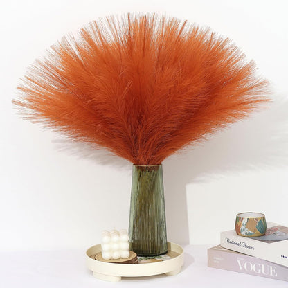 Pampas Grass Decor 30 Pcs 21.7 Inch Faux Brown Pampas Grass Bulk Artificial Dried Flowers Small Vase Filler Pompas Grass.