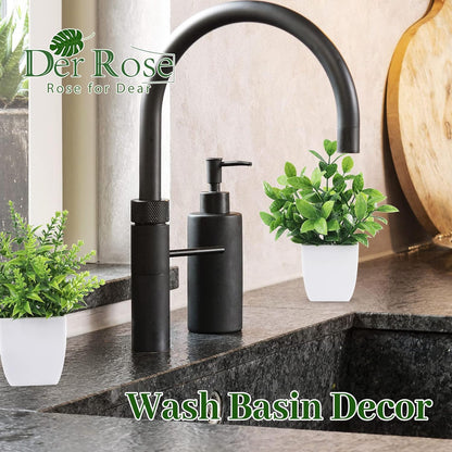 Der Rose 4 Pack Fake Plants Mini Artificial Greenery Potted Plants for Home Decor Indoor Office Table Room Farmhouse Bathroom Decor