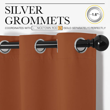 NICETOWN Halloween Pitch Black Solid Thermal Insulated Grommet Blackout Curtains/Drapes for Bedroom Window (2 Panels, 42 inches Wide by 63 inches Long, Black) - Colors B