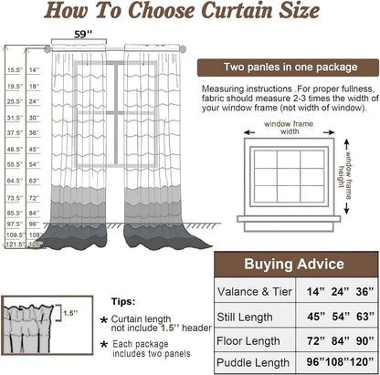 Chyhomenyc Sheer White Valances for Windows 2 Pack, Small Window Curtains for Living Room Bathroom Cafe Laundry Basement, Modern Top Dual Rod Pocket Voile Curtain, 42W x 14L inches, White - Colors C