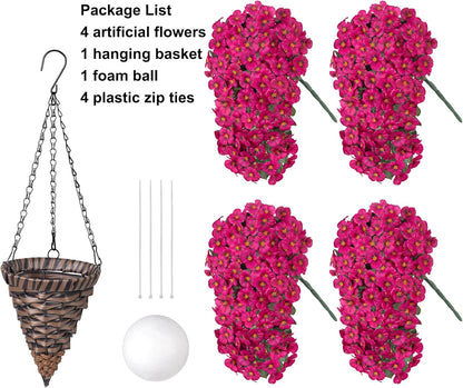 HyeFlora Artificial Flowers for Outdoors, 2pcs Faux Silk Pansies Flowers UV Resistant Fake Hanging Flower Plants for Outside Planters Porch Yard Patio Window Box (Mix Purple)