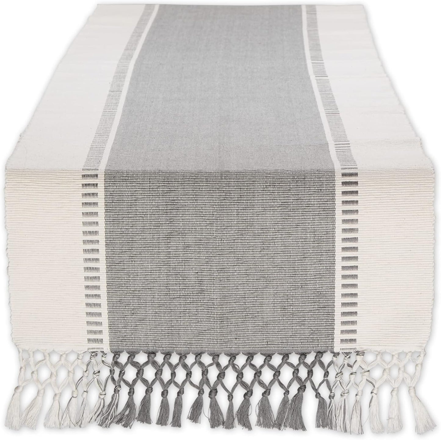DII Dobby Stripe Woven Table Runner, 13x72-inch, French Blue