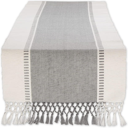 DII Dobby Stripe Woven Table Runner, 13x72-inch, French Blue