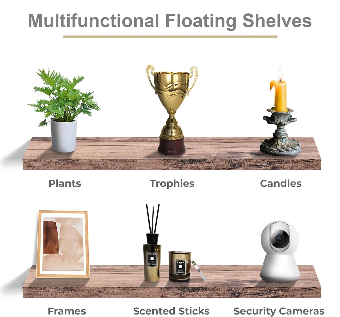 Sorbus Floating Shelves for Wall - 48 Inch Long Bathroom Shelves, Wall Decor for Bedroom, Kitchen, Living Room & Book Storage - Mounted Floating Shelf with Invisible Brackets (Maple Wood, 2 Pack)