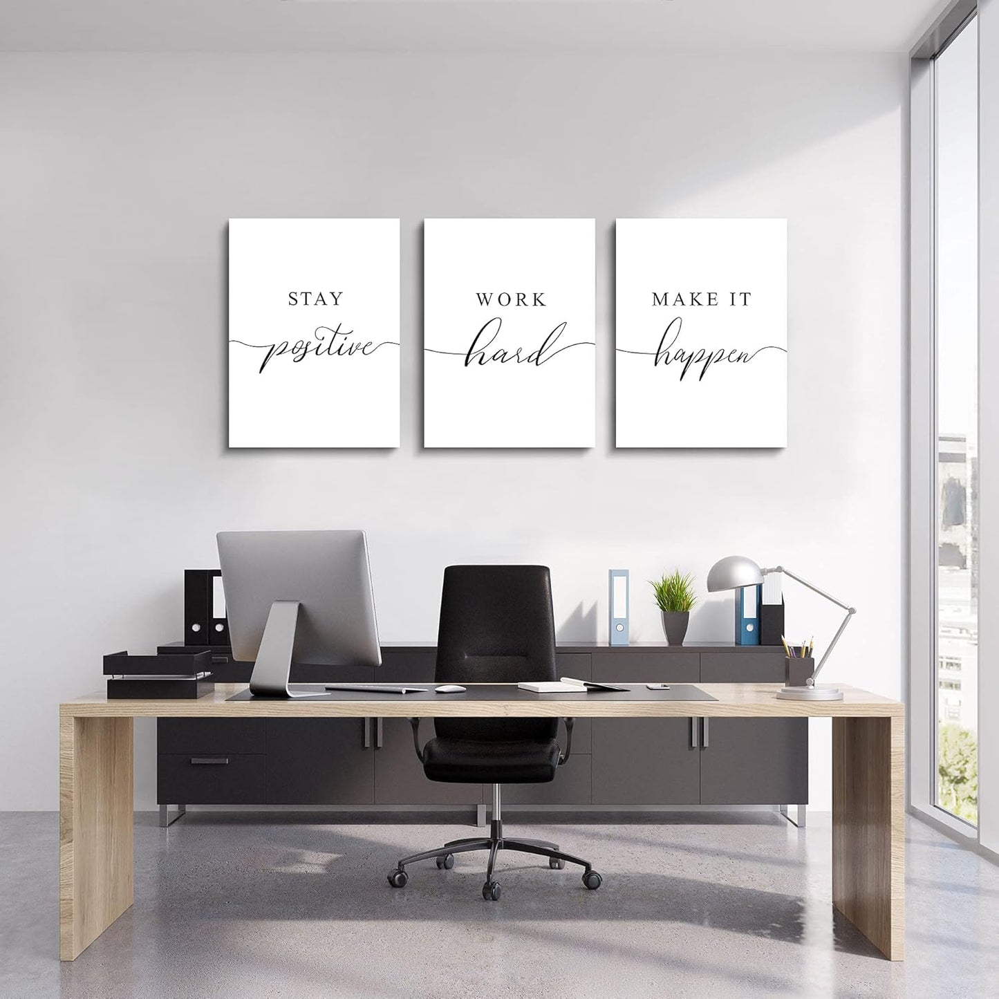 Inspirational Canvas Painting Wall Art -EPHANY ART,Mindset Quotes Prints, Success Framed Entrepreneur Poster Positive Quotes Wall Poster for Home Office Workplace (M-3pcs,12x16inchx3pcs)