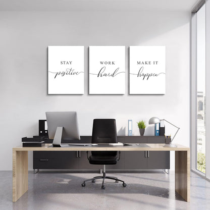 Inspirational Canvas Painting Wall Art -EPHANY ART,Mindset Quotes Prints, Success Framed Entrepreneur Poster Positive Quotes Wall Poster for Home Office Workplace (M-3pcs,12x16inchx3pcs)
