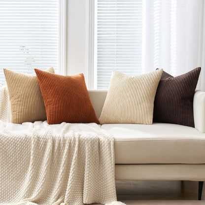 MIULEE Boho Farmhouse Sage Green Throw Pillow Covers 18x18 Inch Set of 4 Mordern Nordic Cushion Covers Soft Corduroy Spring Home Decor for Couch Bed Sofa Living Room Forest Green