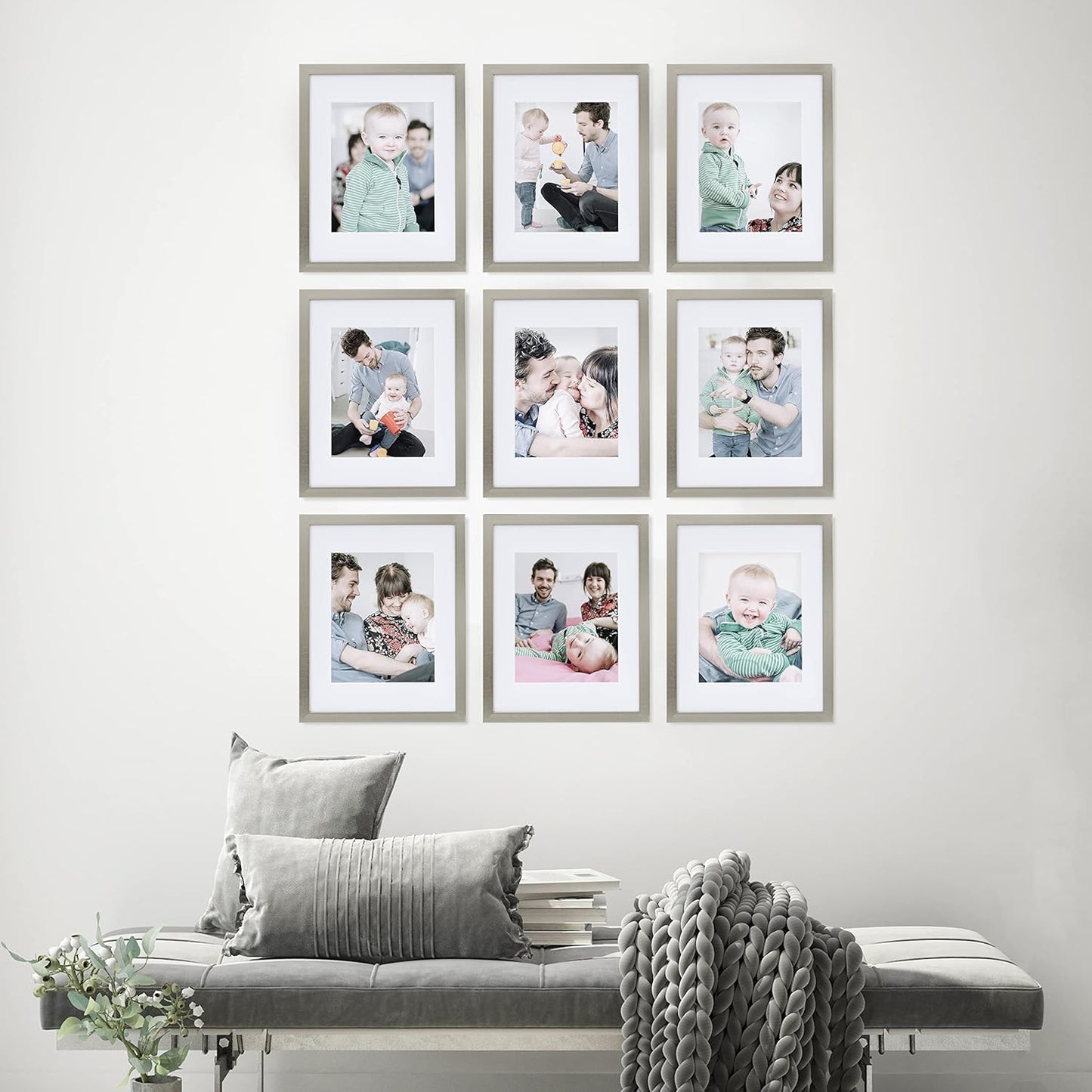Sheffield Home 9 Piece Gallery Wall Frame Set, 11x14 in. matted to 8x10 in. (Matte Black)