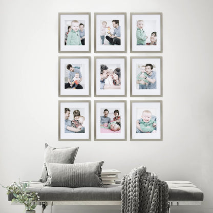 Sheffield Home 9 Piece Gallery Wall Frame Set, 11x14 in. matted to 8x10 in. (Matte Black)