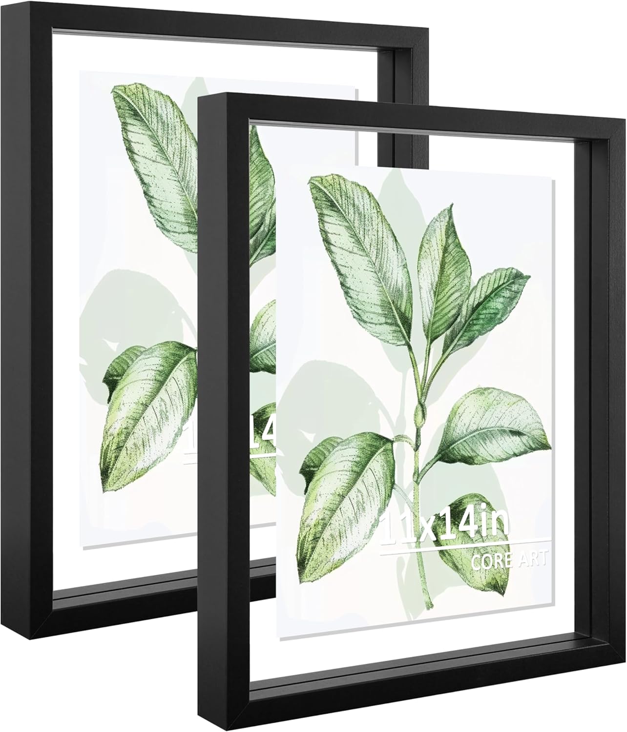 CORE ART 8x10 Floating Picture Frame,Double Plexglass Floating Frame for 5x7,4x6 Pictures,Wall or Tabletop Display,Black