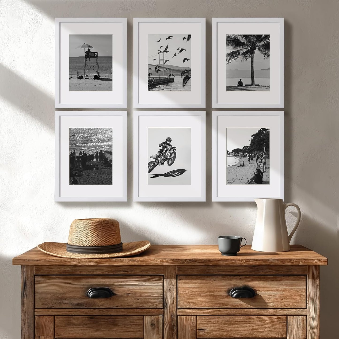 eletecpro 12x12 Picture Frames Set of 9 with Clear Acrylic Cover, Display 8x8 Photos with Mat or 12x12 Without, Classic and Sturdy Square Collage Gallery Wall Decor, Easy Wall Mount, Black
