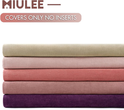 MIULEE Olive Green Couch Pillow Covers 18x18 Inch, Set of 2 Soft Chenille Decorative Square Throw Pillow Covers Farmhouse for Sofa Living Room Bed
