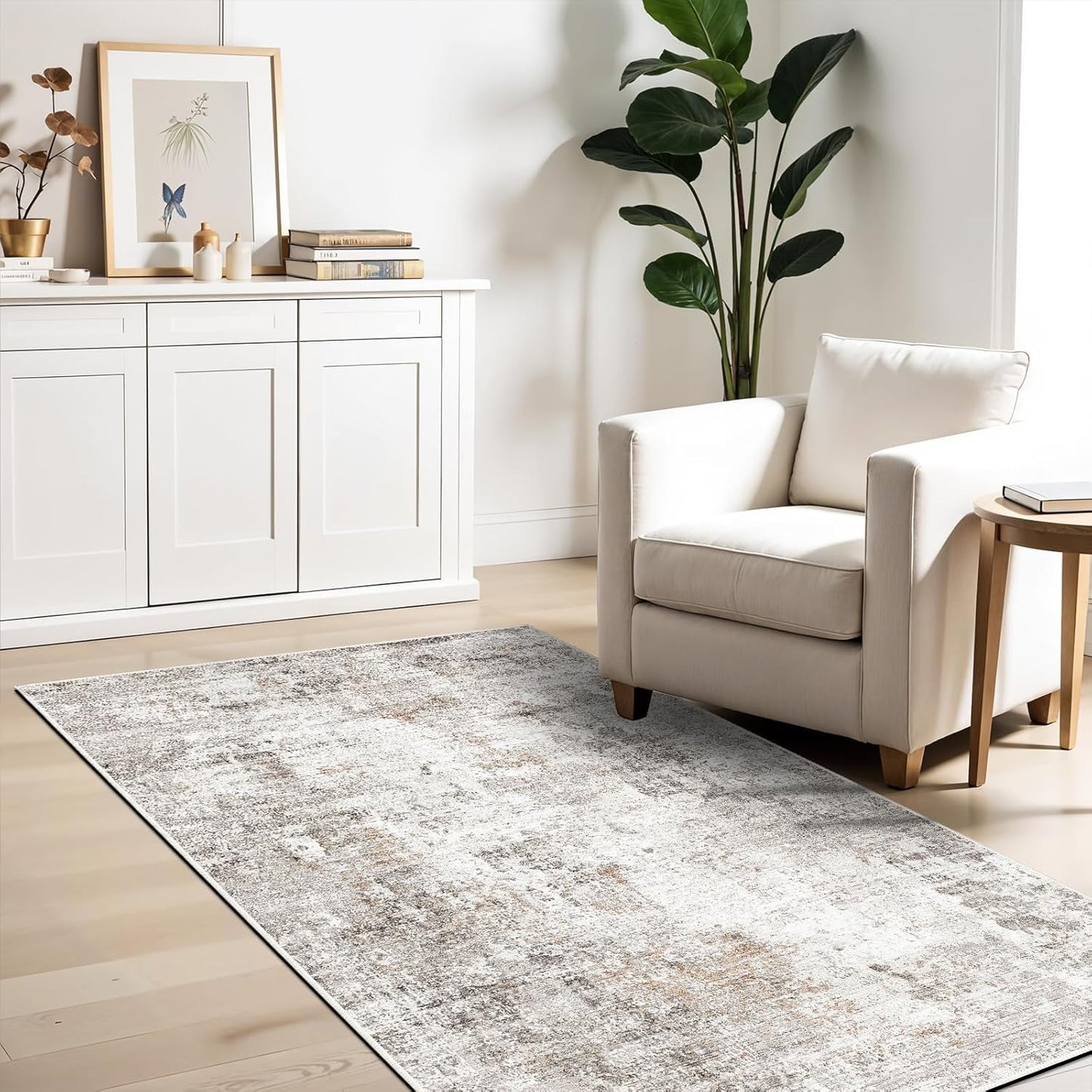 2x3 Washable Non-Slip Area Rug - Soft Low Pile Throw Rug for Kitchen Entryway Bedroom - Modern Indoor Door Mat with Rubber Backing (Beige Grey) - Colors A
