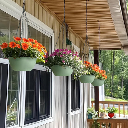 T4U Hanging Planters for Indoor Plants, 10 Inch Hanging Planter Outdoor 2 Pack, Hanging Basket with Drainage Holes, Hanging Plant Holder Indoor, Flower Pots, Plant Pots for Garden, Grey