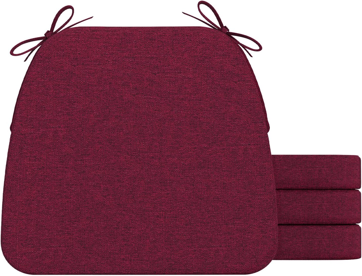 AAAAAcessories D-Shaped Chair Cushions, 2" Thick Dining Chair Pads with Ties and Removable, Machine-Washable Cover, 17" x 16", Set of 4, Oatmeal Beige - Colors B