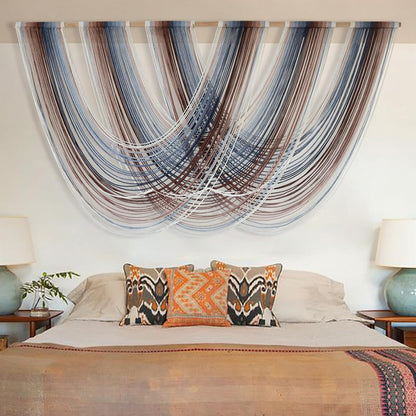 Flber Macrame Wall Hanging Boho Wall Decor Tapestry Dip Dyed Ombre Moss Green Handmade Wall Art Woven Cotton Rope Backdrop with for Bedroom Living Room, 57" W x 39" L