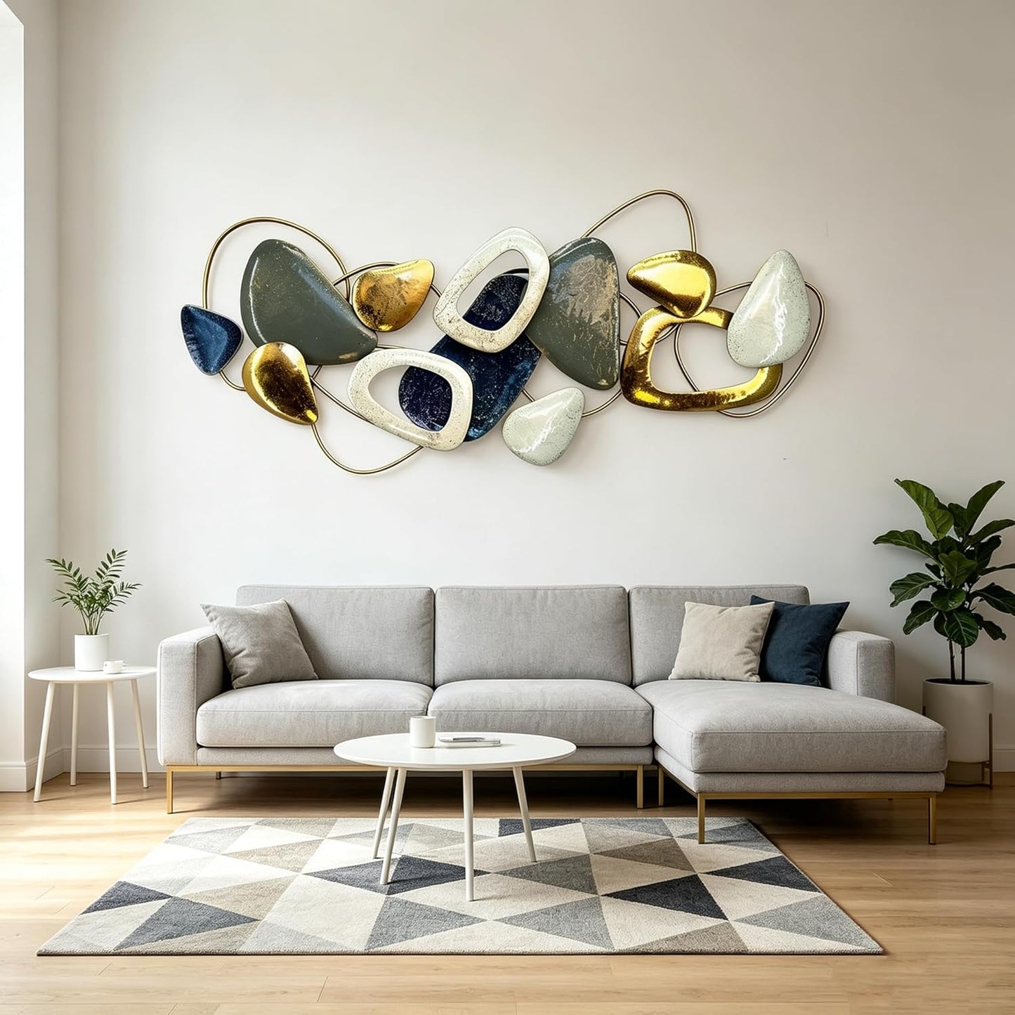 Roivikis Large Metal Wall Art Decor, 3D Abstract Lotus Leaves Wall Handcrafted Modern Decoration for Indoor Outdoor for Living Room, Bedroom, Entryway 52" x 24"