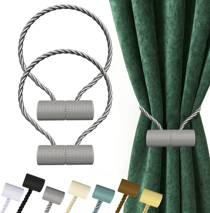 Hion Magnetic Curtain Tiebacks Black 2pcs, Curtain Tiebacks Buckles Holdbacks Holders Hooks Clip for Home Outdoor Bedroom Office Decorative Curtain